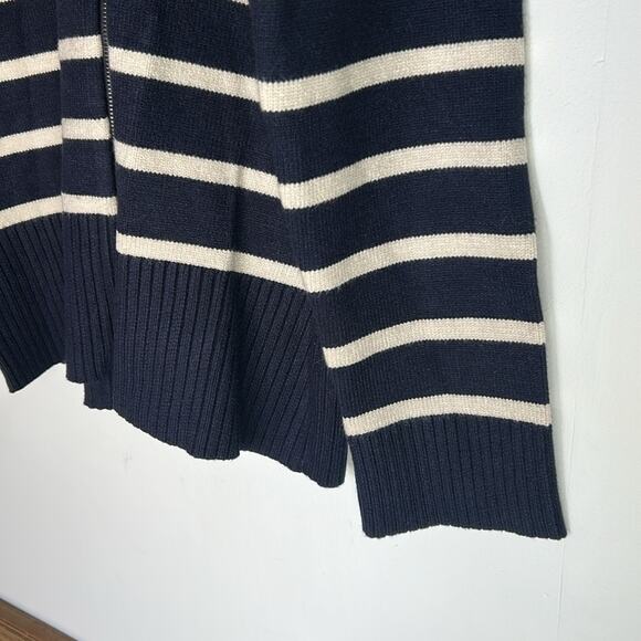 NEW RDI Nordstrom Women's Two-Way Zip Cardigan Navy White Soft Size Small - Picture 5 of 7